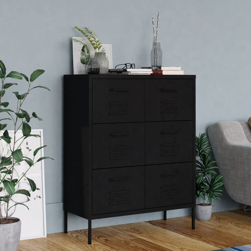 Lady Jillian -  Drawer Cabinet Black 80x35x101,5 cm Steel